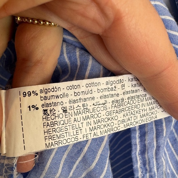 Zara Blue Striped pockets oversized Shirt size XS - Picture 6 of 7